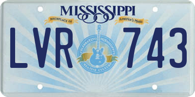 MS license plate LVR743