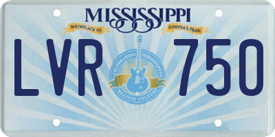 MS license plate LVR750