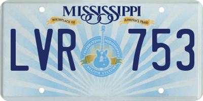 MS license plate LVR753