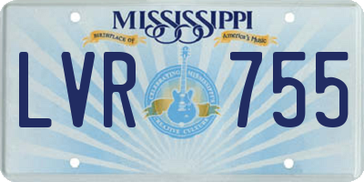 MS license plate LVR755
