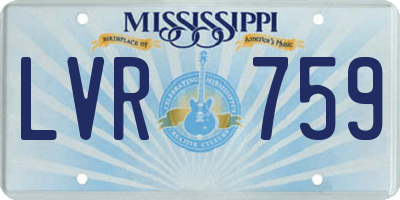 MS license plate LVR759