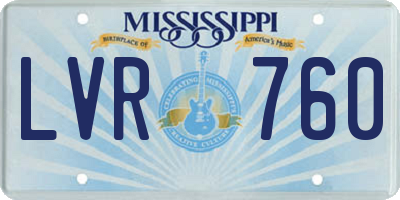 MS license plate LVR760