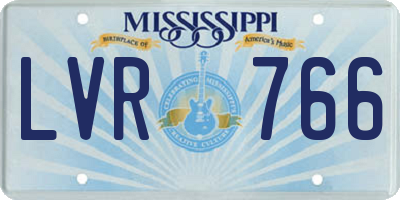MS license plate LVR766