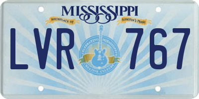 MS license plate LVR767