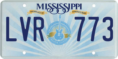 MS license plate LVR773