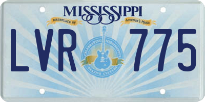 MS license plate LVR775