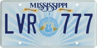 MS license plate LVR777
