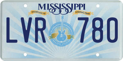 MS license plate LVR780