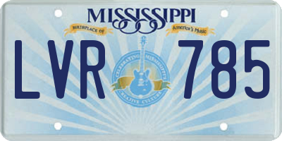 MS license plate LVR785