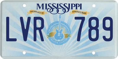 MS license plate LVR789