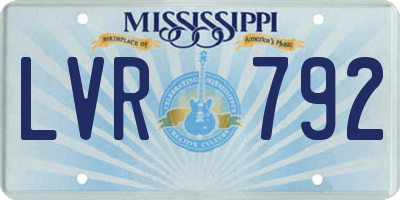 MS license plate LVR792