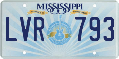 MS license plate LVR793