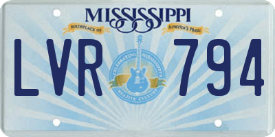 MS license plate LVR794