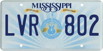 MS license plate LVR802
