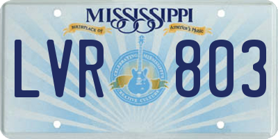 MS license plate LVR803