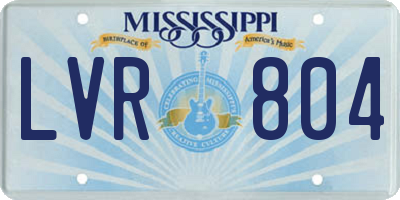 MS license plate LVR804