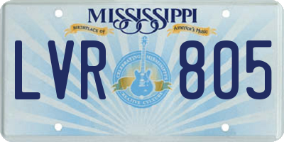 MS license plate LVR805