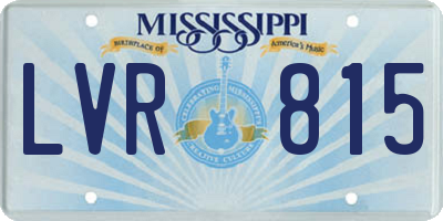 MS license plate LVR815