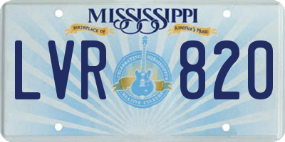 MS license plate LVR820