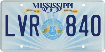 MS license plate LVR840