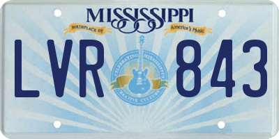 MS license plate LVR843