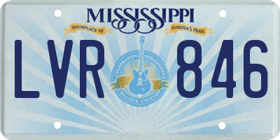 MS license plate LVR846