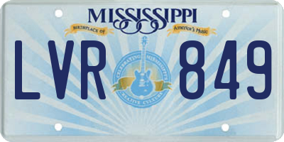 MS license plate LVR849