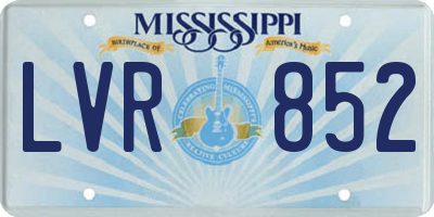 MS license plate LVR852
