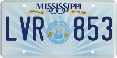 MS license plate LVR853
