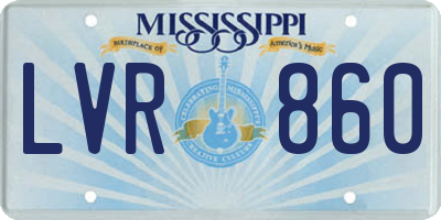 MS license plate LVR860