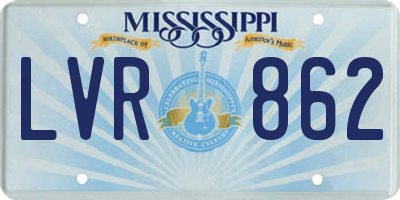 MS license plate LVR862