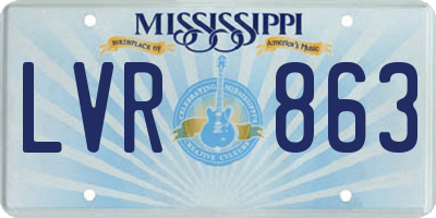 MS license plate LVR863