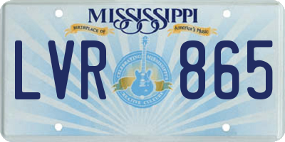 MS license plate LVR865
