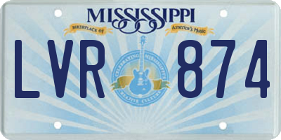 MS license plate LVR874