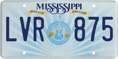 MS license plate LVR875