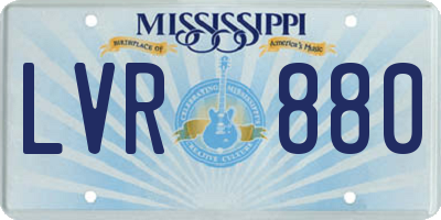 MS license plate LVR880