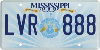 MS license plate LVR888