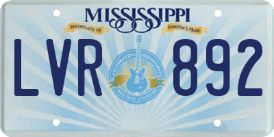 MS license plate LVR892