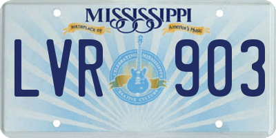 MS license plate LVR903