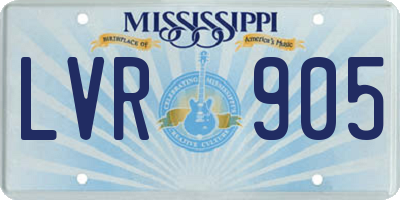 MS license plate LVR905