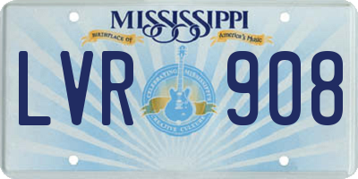 MS license plate LVR908