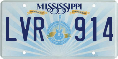 MS license plate LVR914
