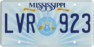 MS license plate LVR923
