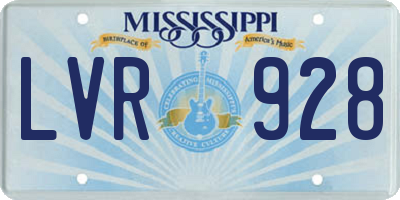 MS license plate LVR928