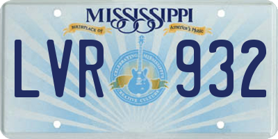 MS license plate LVR932