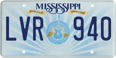 MS license plate LVR940
