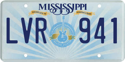 MS license plate LVR941