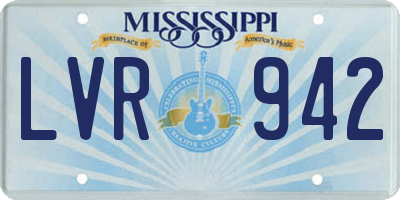 MS license plate LVR942