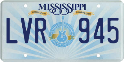 MS license plate LVR945