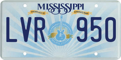 MS license plate LVR950